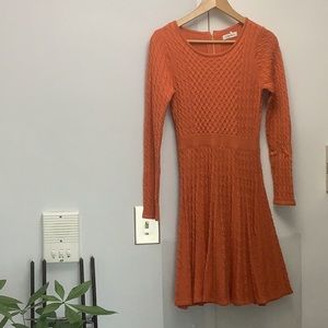 Fit and Flare Long Sleeve Knee Length Dress.